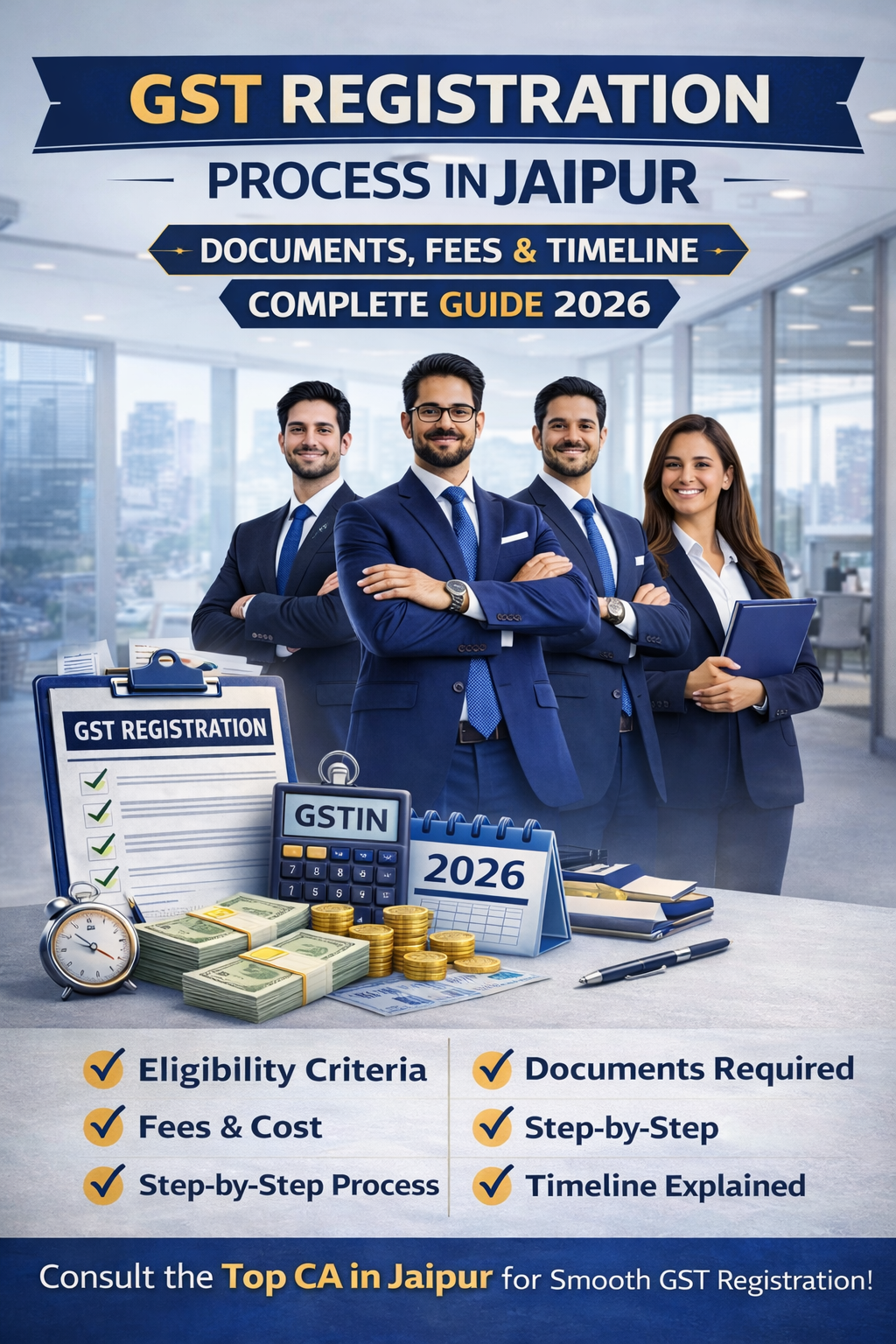 Read more about the article GST Registration Process in Jaipur – Documents, Fees & Timeline (Complete Guide 2026)